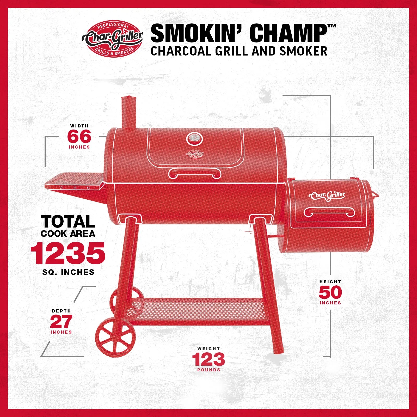Lahmini® CHAR-GRILLER SMOKIN' CHAMP™ OFFSET SMOKER